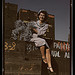 Annette del Sur publicizing salvage campaign in yard of Douglas Aircraft Company, Long Beach, Calif. (LOC)