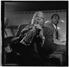 [Portrait of Sidney Bechet, Freddie Moore, and Lloyd Phillips, Jimmy Ryan's (Club), New York, N.Y., ca. June 1947] (LOC)