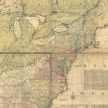 A map of the British and French dominions in North America with the roads, distances, limits, and extent of the settlements, humbly inscribed to the Right Honourable the Earl of Halifax, and the other Right Honourable the Lords Commissioners for Trade & Plantations,