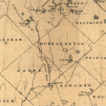 Map of rail road surveys from Worcester to Baldwinville & N.H. line.