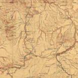 Topographical map of the Yellowstone National Park, Wyoming-Montana-Idaho.