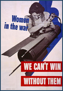 Women in the war - Poster shows woman working on casing(?) for a bomb
