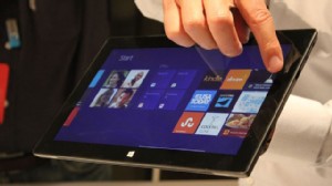 PHOTO: Microsoft's Surface Tablet RT tablet, which runs Windows 8, is displayed at the Microsoft launch event on June 18, 2012.