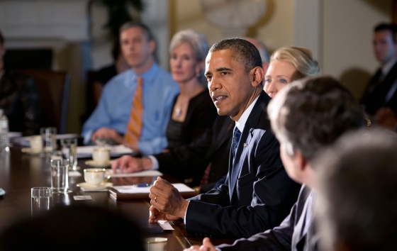 President Barack Obama holds a Cabinet meeting in the Cabinet Room