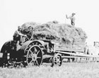 threshing with tractor