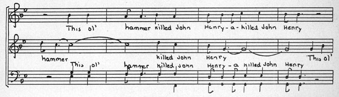 Music transcription from "This Ol' Hammer" by John Work