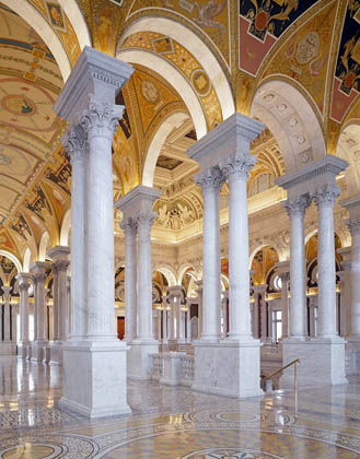 Great Hall of the Library of Congress Thomas Jefferson Building.