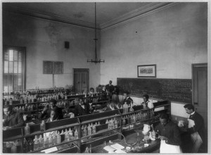 Chemistry laboratory at Howard University, Washington, D.C. (ca. 1900). Photo displayed as part of the American Negro exhibit at the Paris Exposition of 1900. 