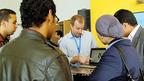 Young people participate in a workshop during TechCamp in Morocco, November 2012. [State Department photo/ Public Domain]