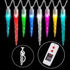 24-Light LED Color Changing Icicle Light Set with Remote Control and Clips