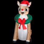 3.5 ft. Airblown Outdoor Rudolph with Wreath