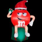 4 ft. Airblown Red M&M on Small Present Box