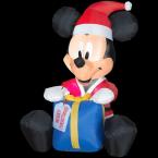 3 ft. Airblown Lighted Outdoor Mickey Santa with Present