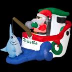 5 ft. Airblown Lighted Animated Fishing Santa with Marlin