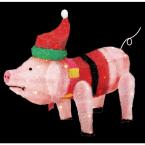 36 in. Lighted Iridescent Fabric Holiday Pig