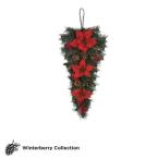 Winterberry 32 in. Red Poinsettia Swag with Red Berries and Pinecones