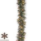 9 ft. Pre-Lit Sparkling Pine Garland with Clear Lights