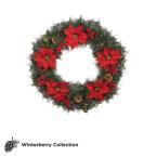Winterberry 30 in. Artificial Wreath with Red Poinsettia Berries and Pinecones