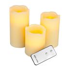4,5, and 6 in. LED Ivory Pillar Candles with Remote (3-Set)