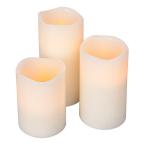 Flameless Timer Pillar Bisque Color Candles with Wavy Edge (3-Set)