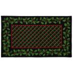 Holiday Border Black and Green 18 in. x 30 in. Printed Nylon Holiday Mat