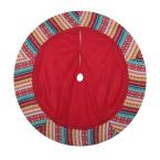 48 in. Fleece Red and Multi-Color Tree Skirt With Knit Border