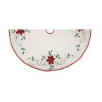 48 in. Christmas Tree Skirt with Poinsettia Embroidery