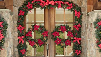 Poinsettia Wreaths, Garland and Swag