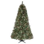 7.5 ft. Pre-Lit Paley Pine Christmas Tree with Clear Lights, Pine Cones, Berry and Twigs