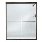 Finesse 59-5/8 in. x 70-1/16 in. Frameless By-Pass Shower Door in Deep Bronze with Smooth/Clear Glass Texture