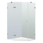36 in. x 73 in. Frameless Neo-Angle Shower Enclosure in Brushed Nickel with Clear Glass