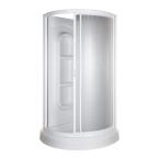 34 in. x 34 in. x 78 in. Round Shower Kit in White