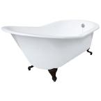Grand Slipper Cast Iron Clawfoot Tub, Less Faucet Holes in Oil Rubbed Bronze