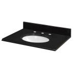37 in. W Granite Vanity Top with White Bowl and 8 in. Faucet Spread in Midnight Black