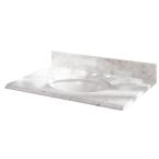 49 in. W Marble Vanity Top with white bowl and 8 in. Faucet Spread in Carrara