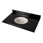 37 in. x 22 in. Colorpoint Vanity Top in Black with White Bowl