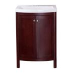 Madeline 24.4 in. W x 19.7 in. DVanity in Dark Cherry with Culture Marble Vanity Top in White