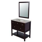 Ashland 36 in. Vanity in Chestnut with Stone Effects Vanity Top and Mirror