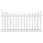 Chestnut 8 ft. x 4 ft. White Vinyl 2-Rail Scalloped Picket Fence Panel