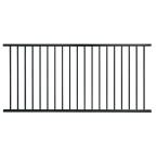 92 in. x 44 in. Galvanized Steel Black Premium Grade 2-Rail Fence Panel