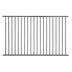 93 in. x 58 in. Black Galvanized Steel Standard Grade 2-Rail Fence Panel
