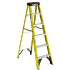 6 ft. Fiberglass Step Ladder with Yellow Rails 225 lb. Load Capacity (Type II Duty Rating)