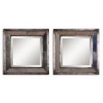 18 in. x 18 in. Silver Leaf Square Framed Mirrors, Set of 2