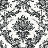 56 sq. ft. Black and White Mid Scale Damask Wallpaper