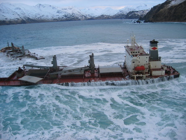 The Malaysian freighter Selendang Ayu cracked in two off Unalaska Island in 2004, spilling 350,000 of heavy fuel oil, killing birds and soiling the coastline.