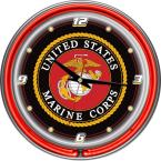 14 in. United States Marine Corps Chrome Double Ring Neon Wall Clock