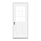 Premium 9 -Lite Primed White Steel Entry Door with Brickmould
