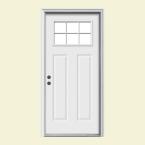 Premium Craftsman 6 Lite Primed White Steel Entry Door with Brickmould