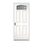 Mission Prairie Camber-Top Primed White Steel Entry Door with Brickmould