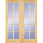 48 in. Wood Prehung Clear Pine 10 Lite French Double Door